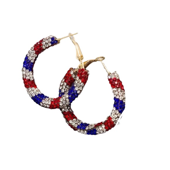 Multicolored Bling Hoops Earrings - Picture 4 of 7